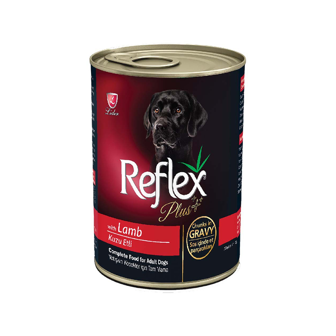 کنسرو سگ بالغ رفلکس پلاس با طعم بره در سس
